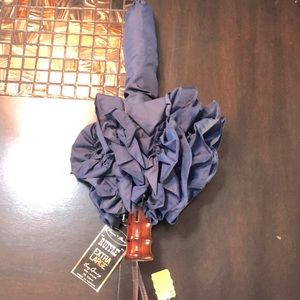 NWT. Vintage. Navy blue. Ruffle umbrella.